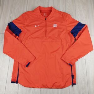 Nike Clemson Tigers 1/4 Zip Windbreaker‎ Pullover Jacket Mens Medium Orange Vent